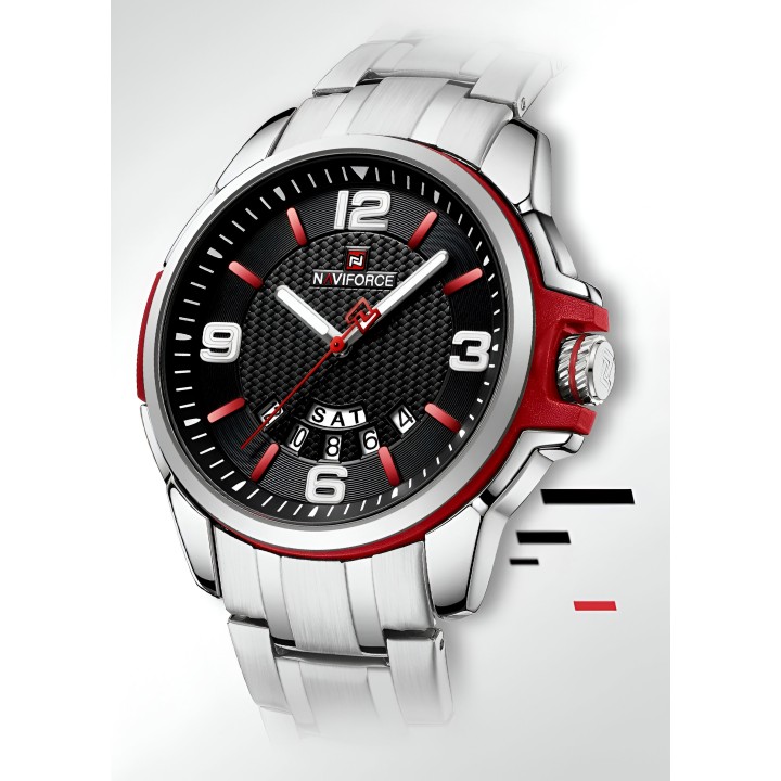 Reloj Naviforce Casual Nf9215s Crono Hombre Acero + Estuche