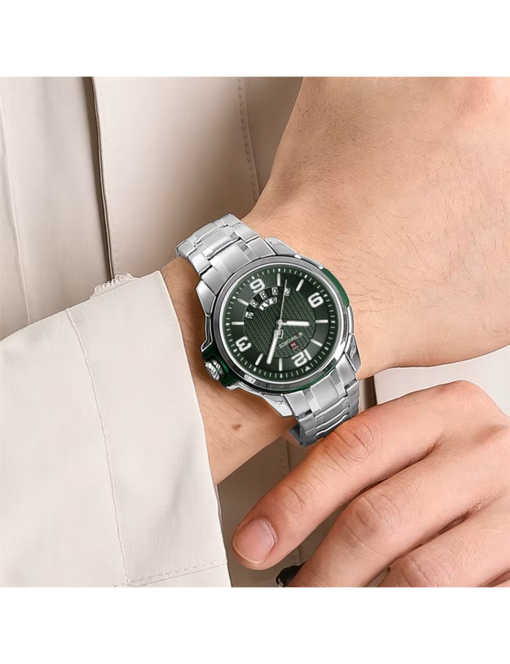 Reloj Naviforce Casual Nf9215s Crono Hombre Acero + Estuche