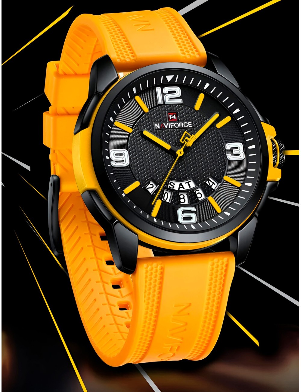 Reloj Naviforce Casual Nf9215t Crono Hombre Goma + Estuche