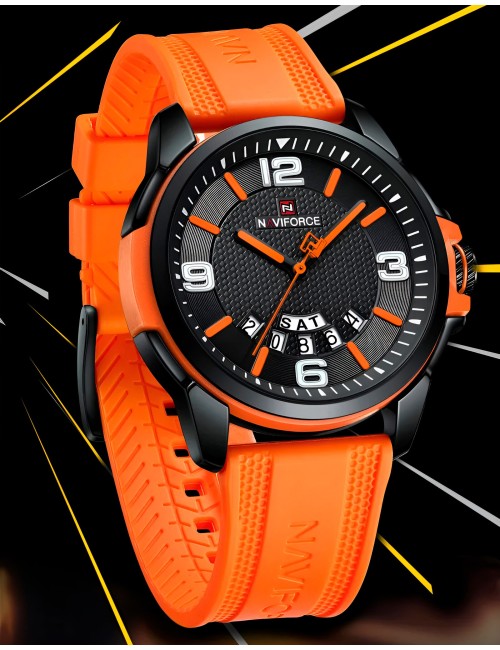 Reloj Naviforce Casual Nf9215t Crono Hombre Goma + Estuche