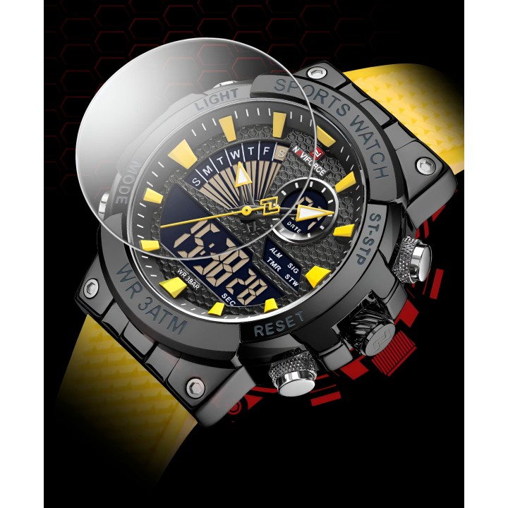 Reloj Naviforce Casual Nf9219 Crono Hombre Goma + Estuche