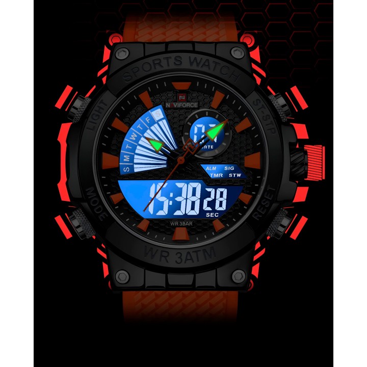 Reloj Naviforce Casual Nf9219 Crono Hombre Goma + Estuche