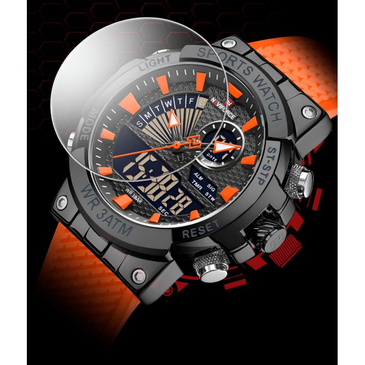 Reloj Naviforce Casual Nf9219 Crono Hombre Goma + Estuche
