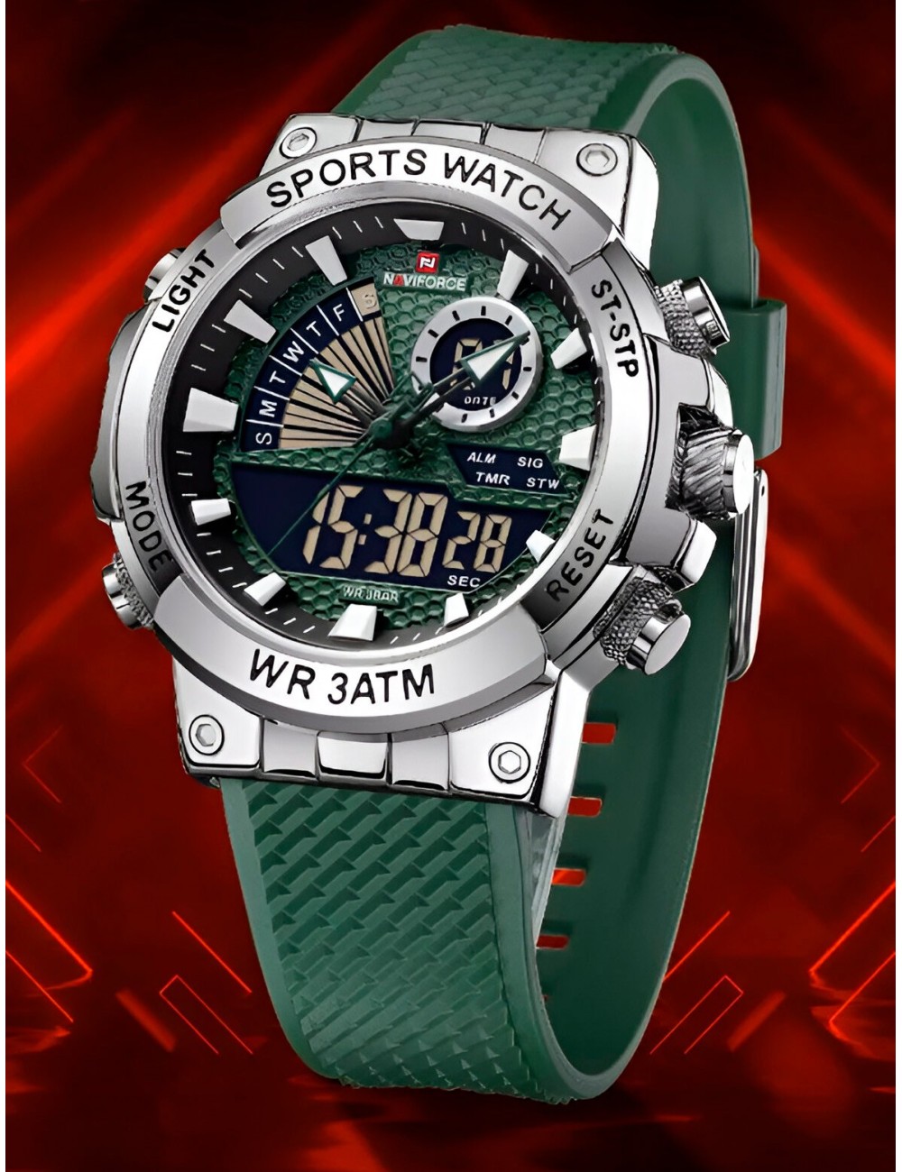 Reloj Naviforce Casual Nf9219 Crono Hombre Goma + Estuche