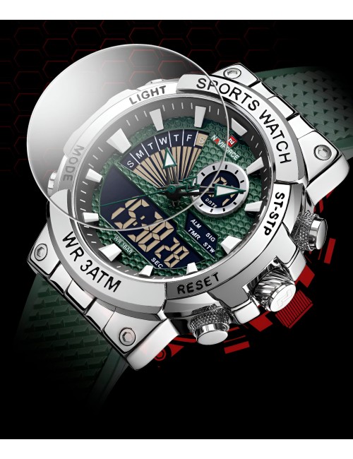 Reloj Naviforce Casual Nf9219 Crono Hombre Goma + Estuche