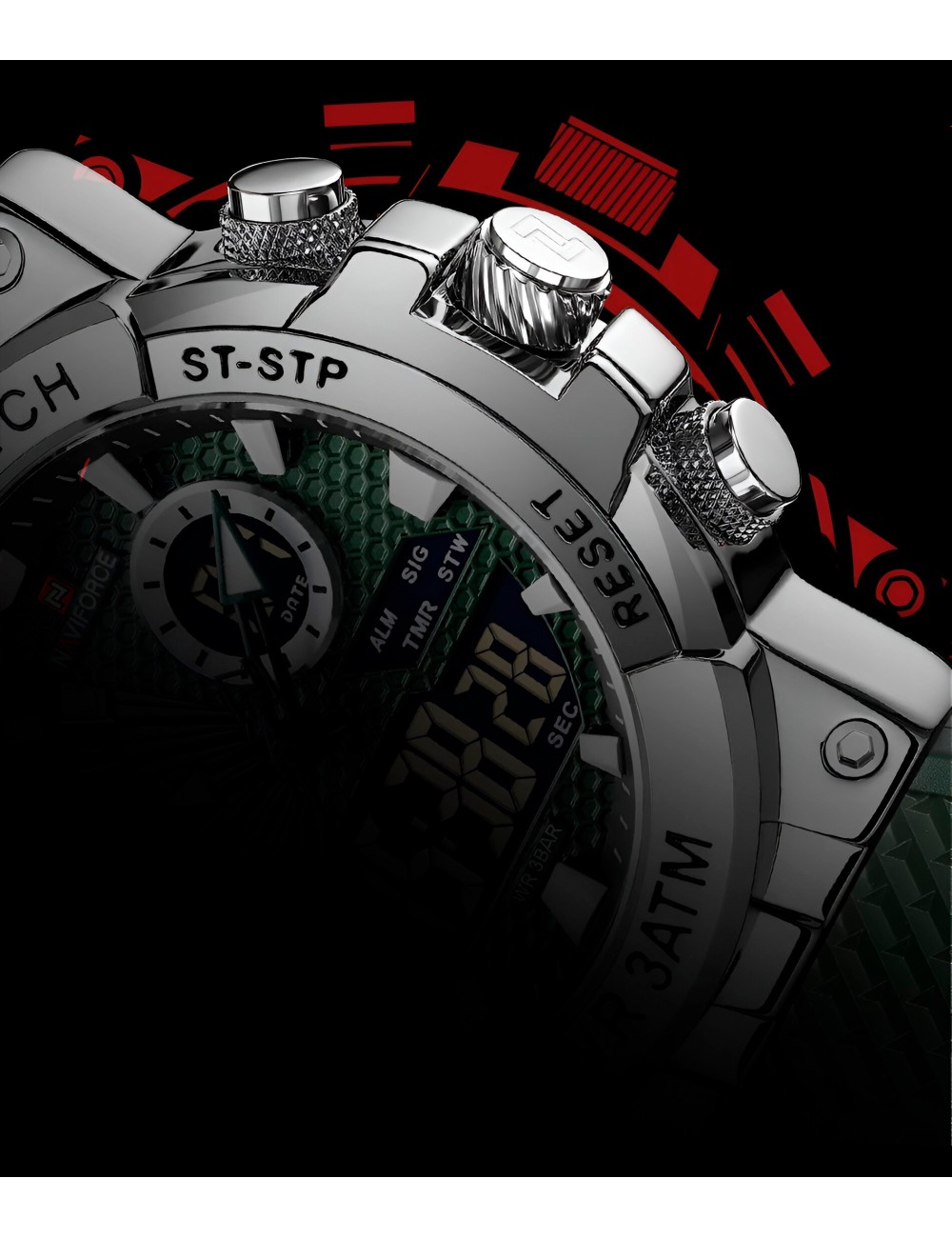 Reloj Naviforce Casual Nf9219 Crono Hombre Goma + Estuche