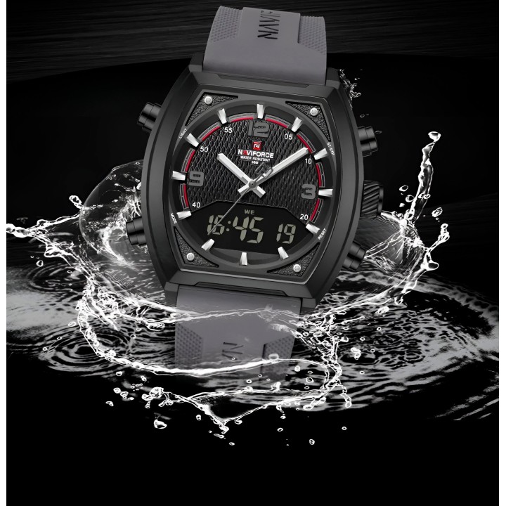 Reloj Naviforce Casual Nf9242 Crono Hombre Goma + Estuche