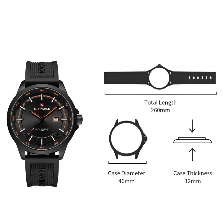 Reloj Naviforce Casual Nf9248t Crono Hombre Goma + Estuche