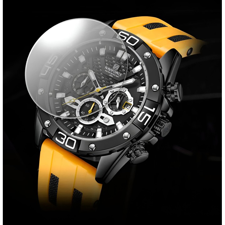 Reloj Naviforce Casual Nf8019 Crono Hombre Goma + Estuche