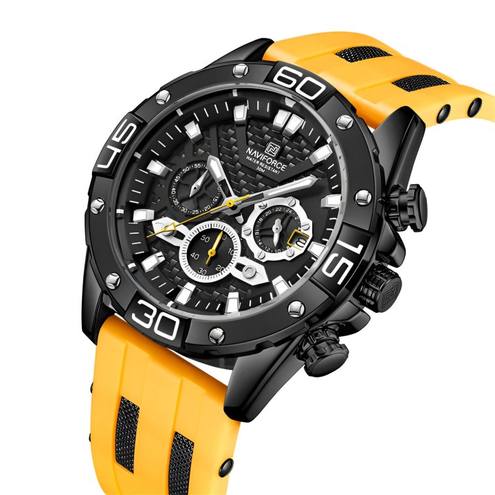 Reloj Naviforce Casual Nf8019 Crono Hombre Goma + Estuche