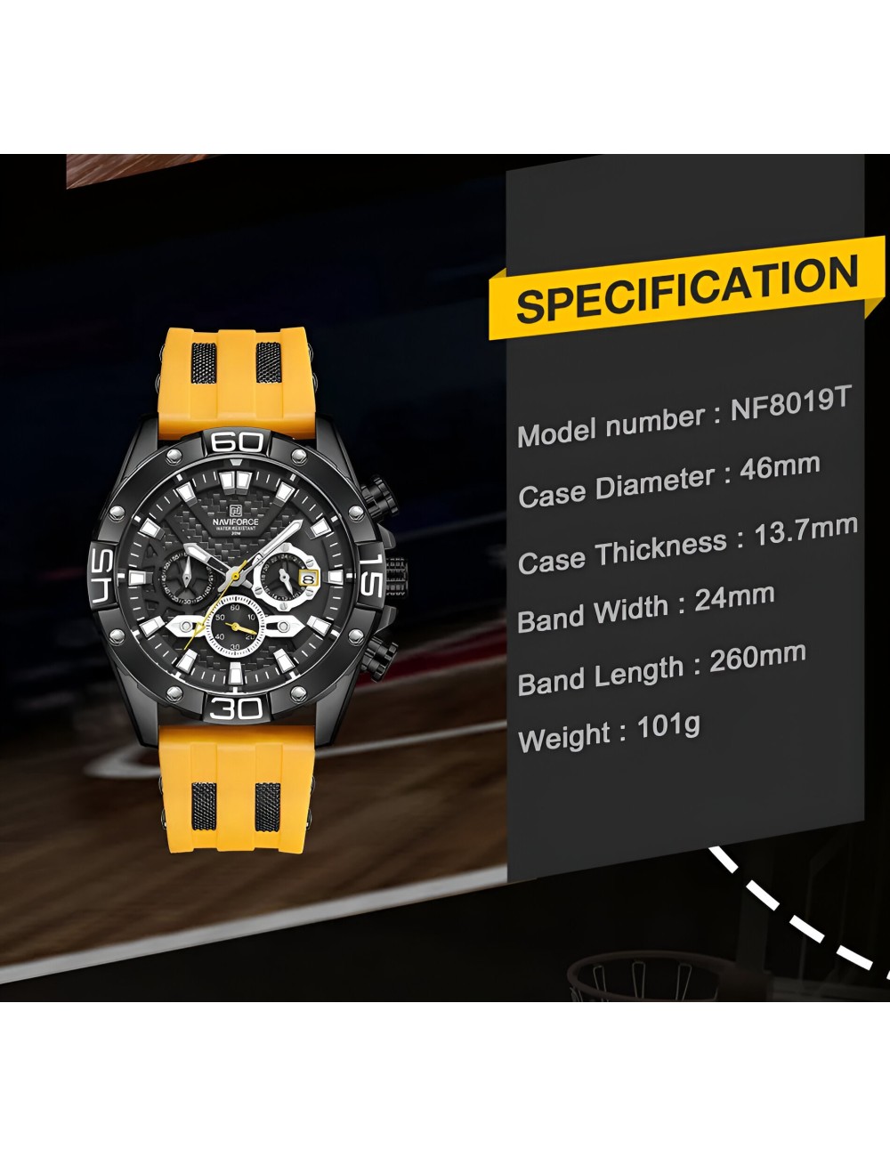 Reloj Naviforce Casual Nf8019 Crono Hombre Goma + Estuche