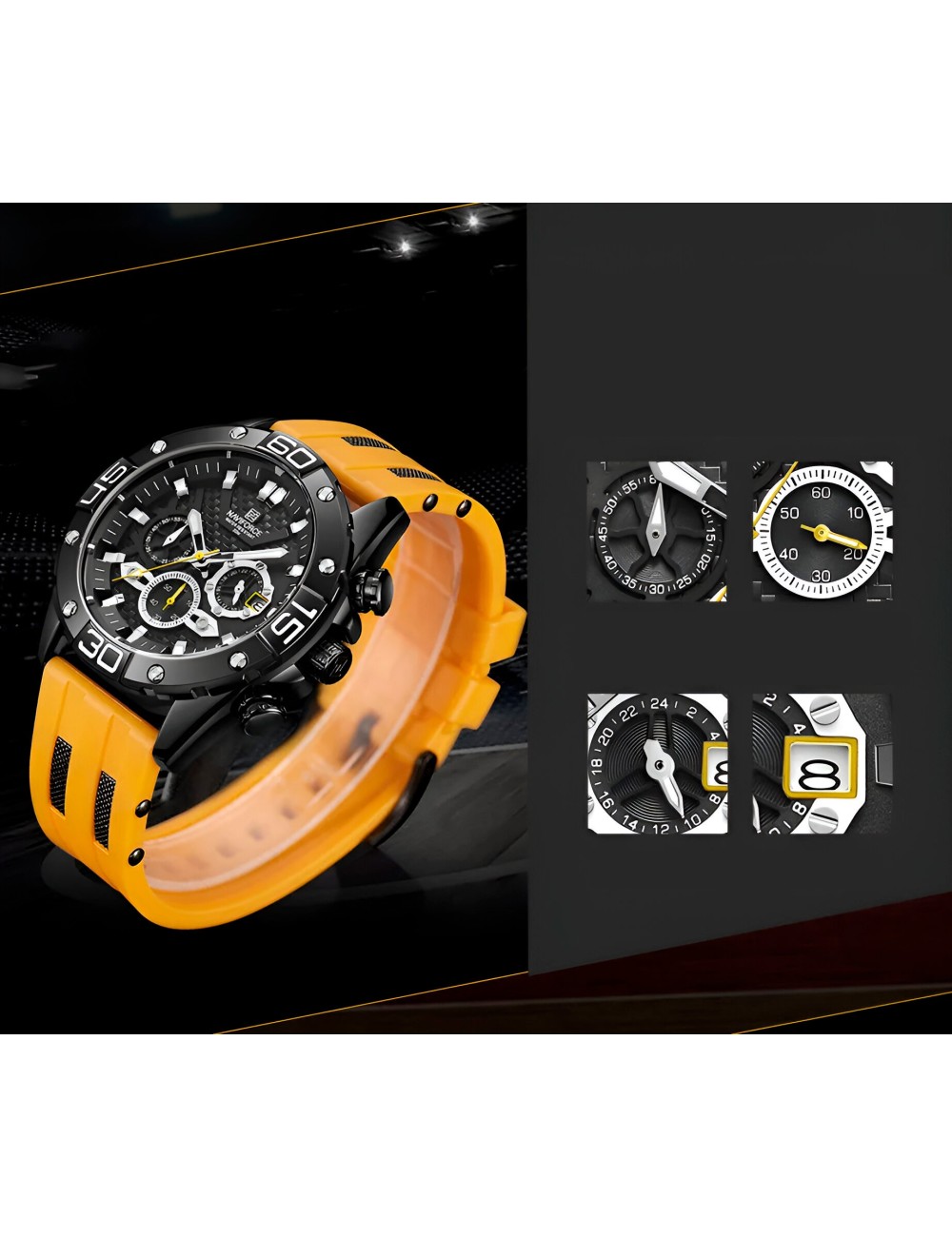 Reloj Naviforce Casual Nf8019 Crono Hombre Goma + Estuche