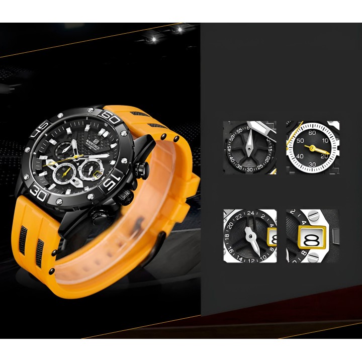 Reloj Naviforce Casual Nf8019 Crono Hombre Goma + Estuche
