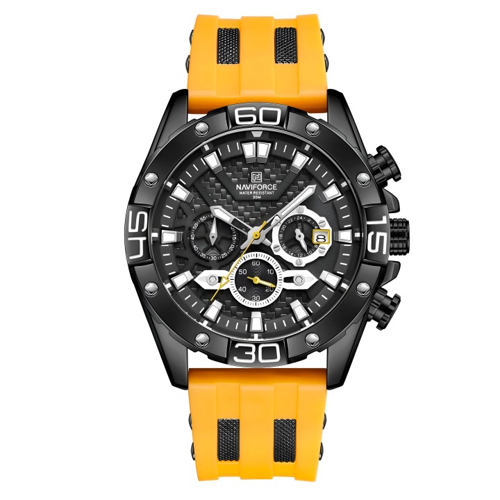 Reloj Naviforce Casual Nf8019 Crono Hombre Goma + Estuche