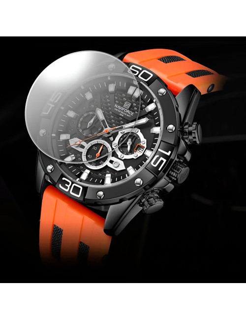 Reloj Naviforce Casual Nf8019 Crono Hombre Goma + Estuche