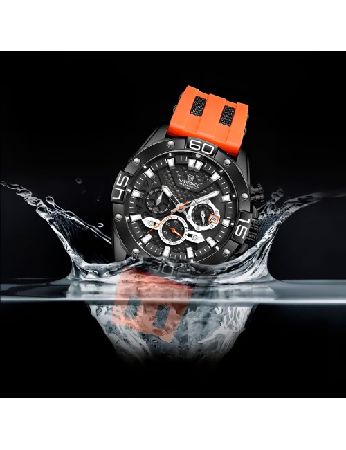 Reloj Naviforce Casual Nf8019 Crono Hombre Goma + Estuche