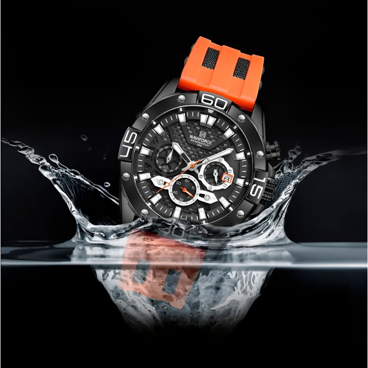 Reloj Naviforce Casual Nf8019 Crono Hombre Goma + Estuche