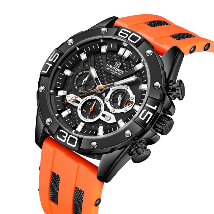 Reloj Naviforce Casual Nf8019 Crono Hombre Goma + Estuche