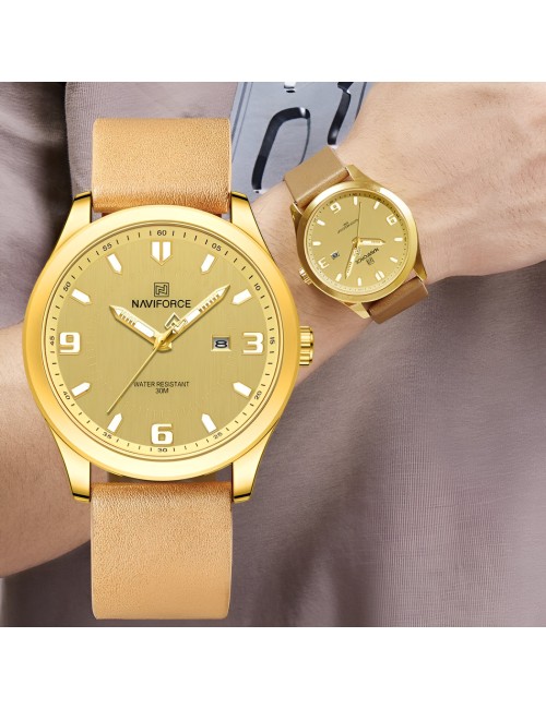 Reloj Naviforce Casual Nf8024 Crono Hombre Cuero + Estuche