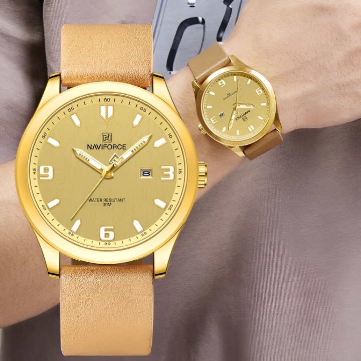 Reloj Naviforce Casual Nf8024 Crono Hombre Cuero + Estuche
