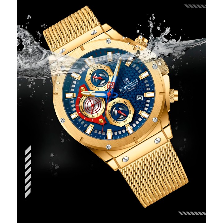 Reloj Naviforce Casual Nf8027s Crono Hombre Acero + Estuche