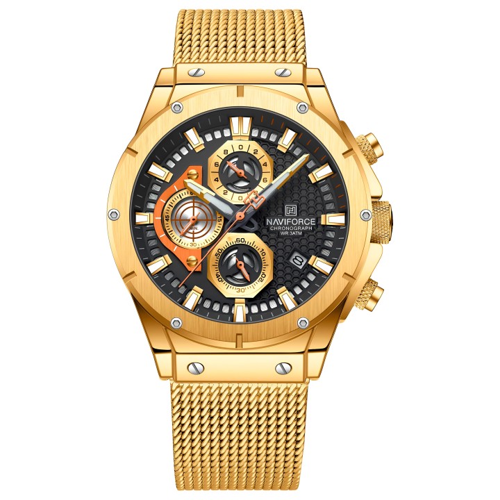 Reloj Naviforce Casual Nf8027s Crono Hombre Acero + Estuche