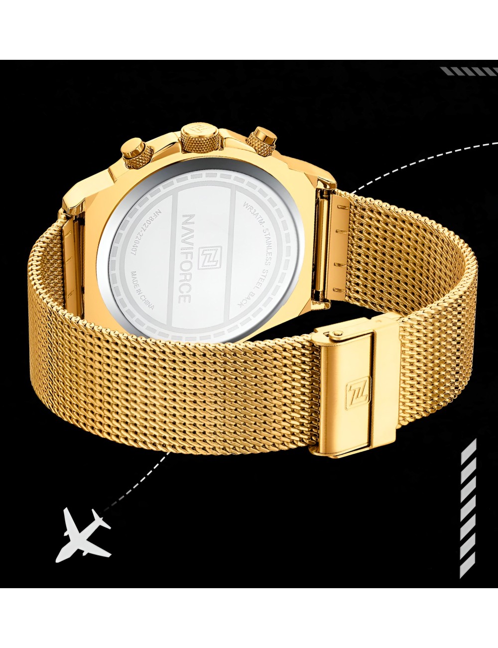 Reloj Naviforce Casual Nf8027s Crono Hombre Acero + Estuche