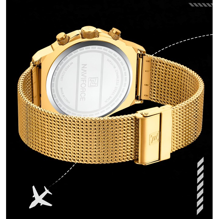 Reloj Naviforce Casual Nf8027s Crono Hombre Acero + Estuche