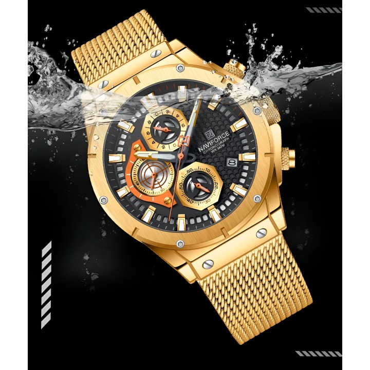 Reloj Naviforce Casual Nf8027s Crono Hombre Acero + Estuche