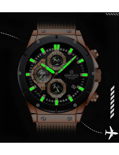 Reloj Naviforce Casual Nf8027s Crono Hombre Acero + Estuche
