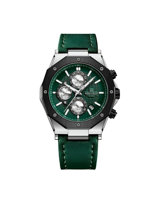 Reloj Naviforce Casual Nf8028 Crono Hombre Cuero + Estuche