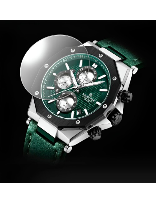 Reloj Naviforce Casual Nf8028 Crono Hombre Cuero + Estuche