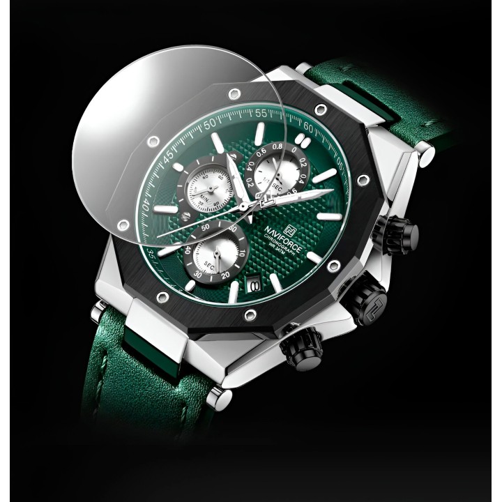 Reloj Naviforce Casual Nf8028 Crono Hombre Cuero + Estuche