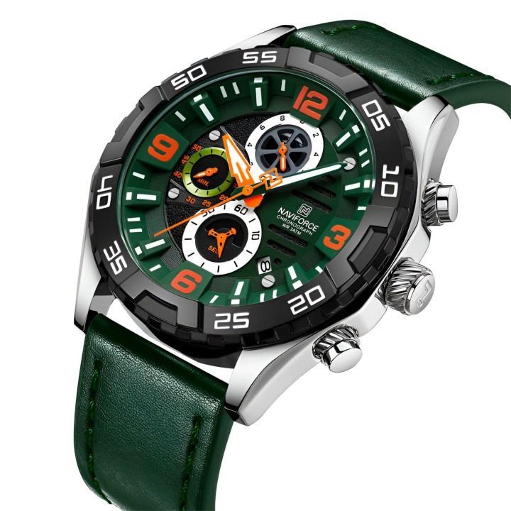 Reloj Naviforce Casual Nf8043 Crono Hombre Cuero + Estuche