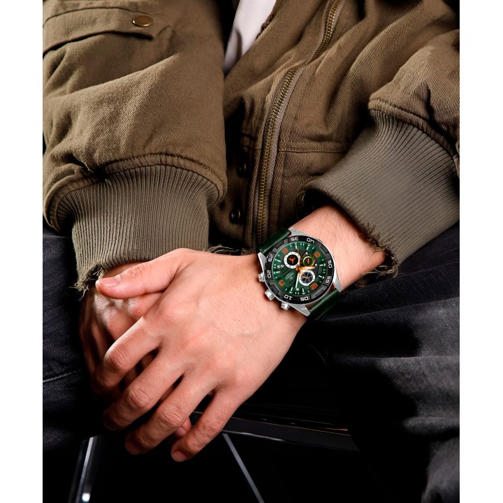 Reloj Naviforce Casual Nf8043 Crono Hombre Cuero + Estuche