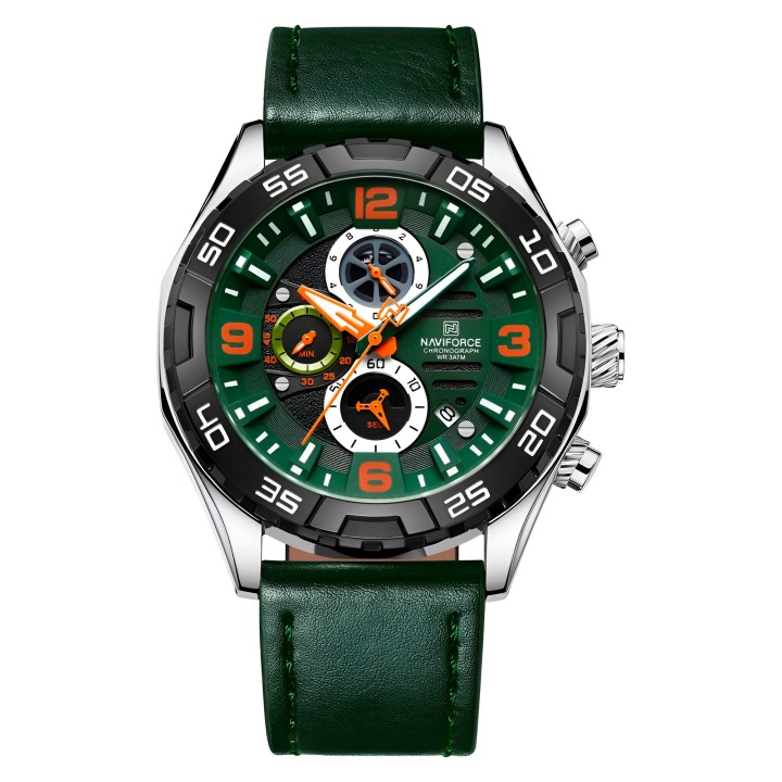 Reloj Naviforce Casual Nf8043 Crono Hombre Cuero + Estuche