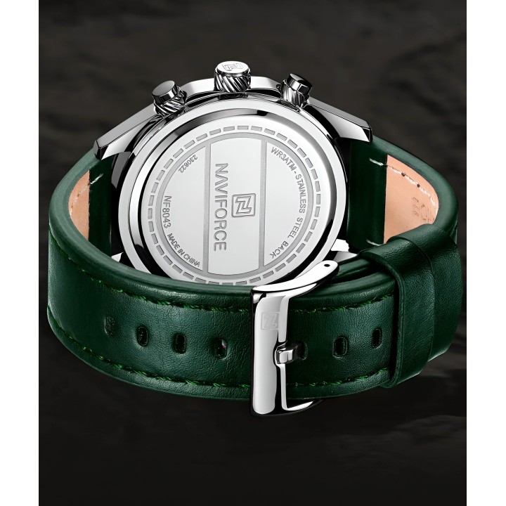 Reloj Naviforce Casual Nf8043 Crono Hombre Cuero + Estuche