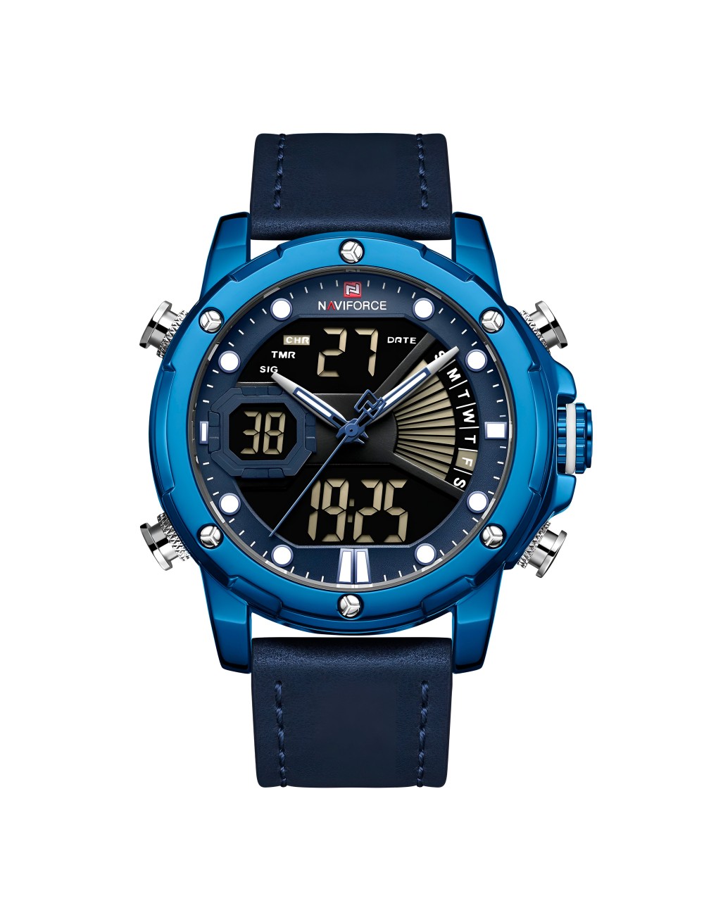 Reloj Naviforce Casual Nf9172 Crono Hombre Cuero + Estuche