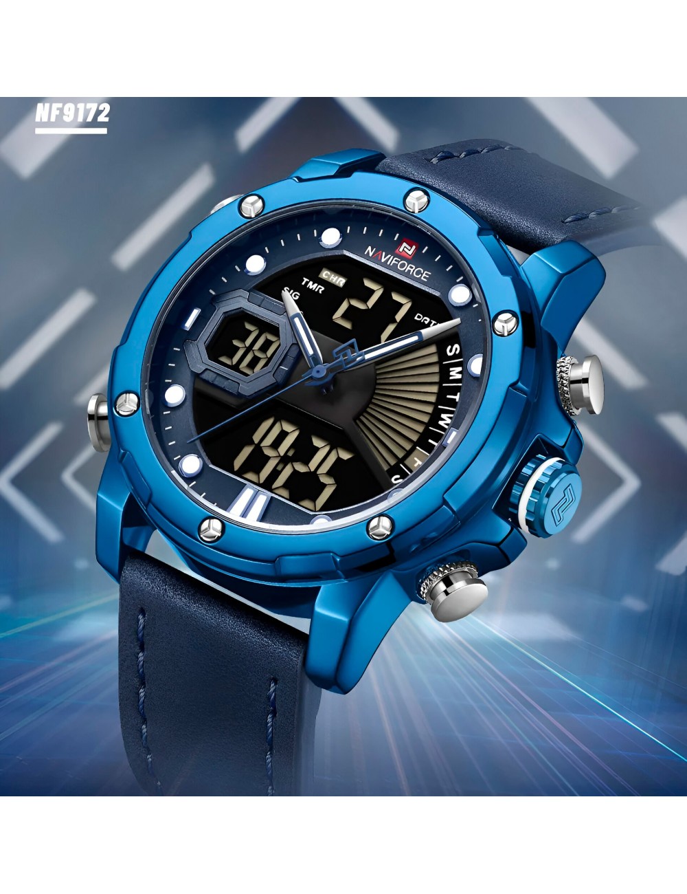 Reloj Naviforce Casual Nf9172 Crono Hombre Cuero + Estuche