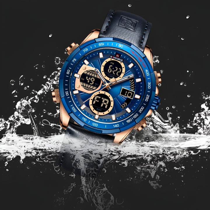 Reloj Naviforce Casual Nf9197l Crono Hombre Cuero + Estuche