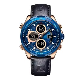 Reloj Naviforce Casual Nf9197l Crono Hombre Cuero + Estuche