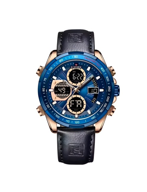 Reloj Naviforce Casual Nf9197l Crono Hombre Cuero + Estuche