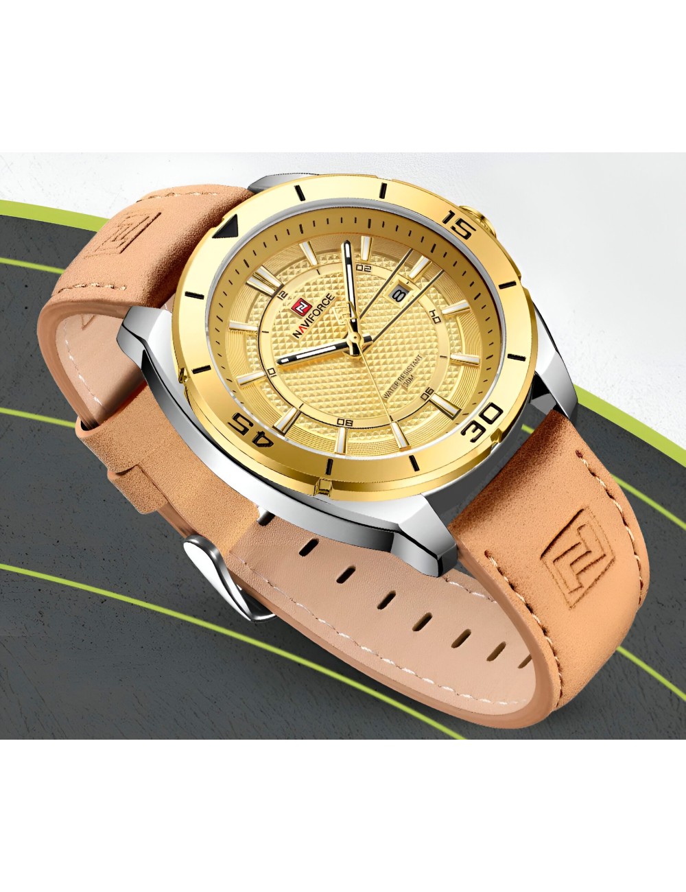 Reloj Naviforce Casual Nf9209 Crono Hombre Cuero + Estuche