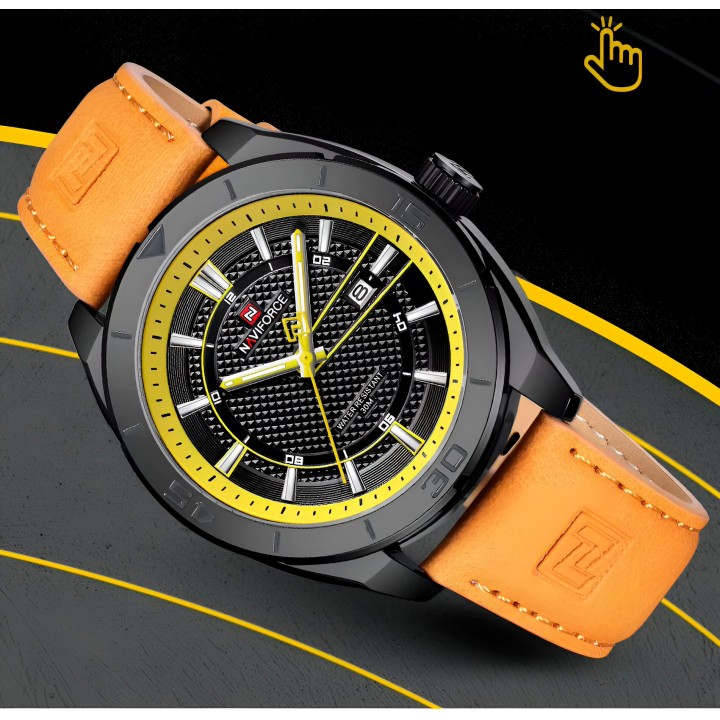 Reloj Naviforce Casual Nf9209 Crono Hombre Cuero + Estuche