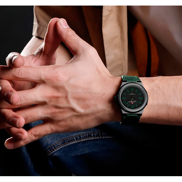 Reloj Naviforce Casual Nf9233 Crono Hombre Cuero + Estuche
