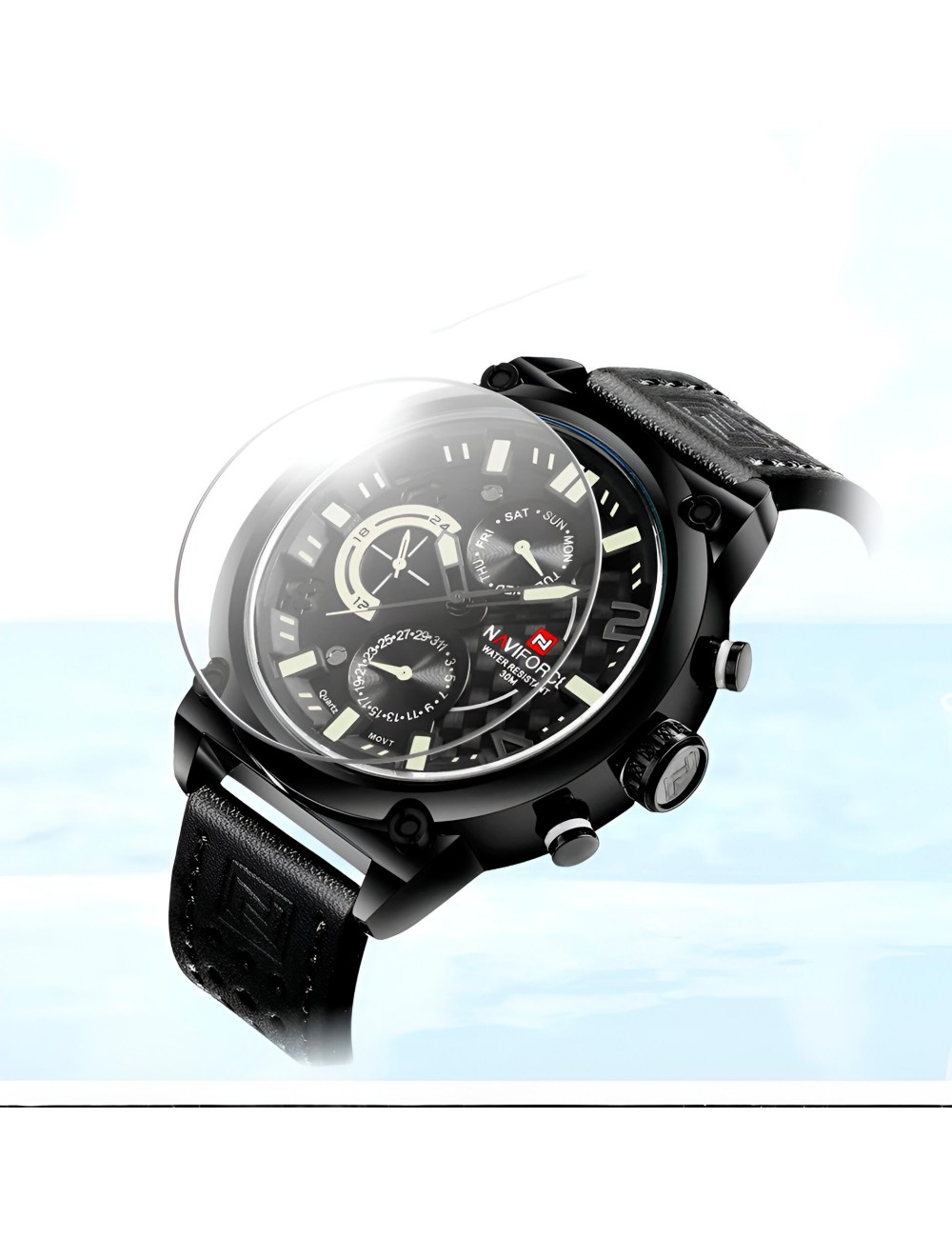 Reloj Naviforce Casual Nf9068 Crono Hombre Cuero + Estuche