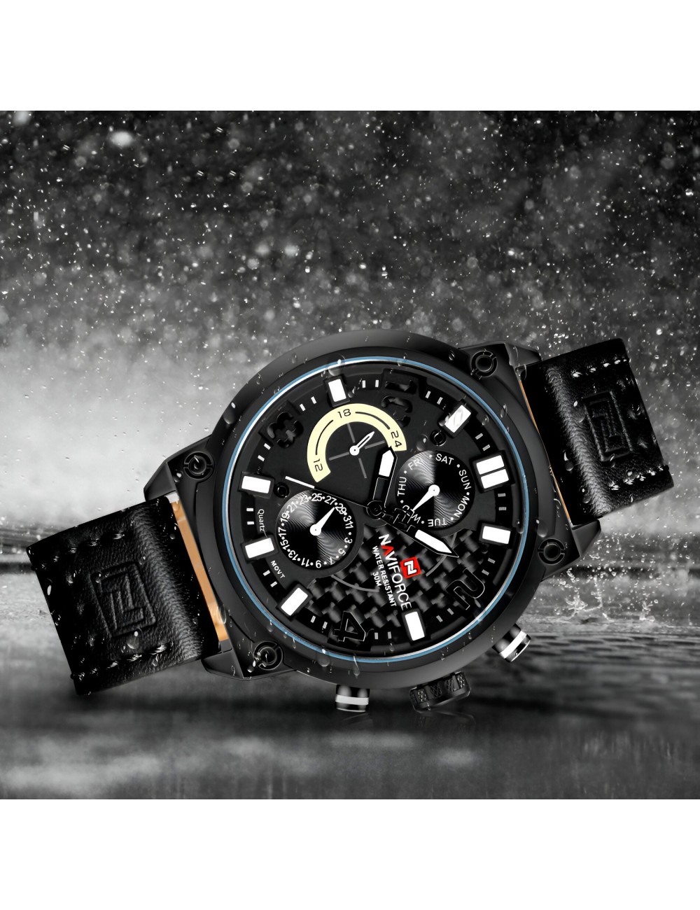 Reloj Naviforce Casual Nf9068 Crono Hombre Cuero + Estuche