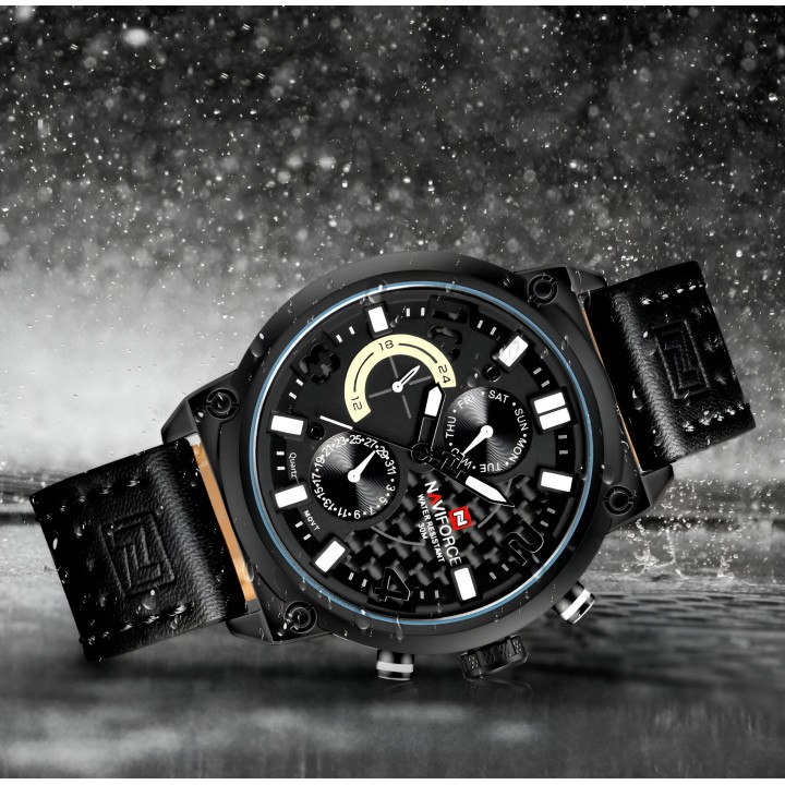 Reloj Naviforce Casual Nf9068 Crono Hombre Cuero + Estuche