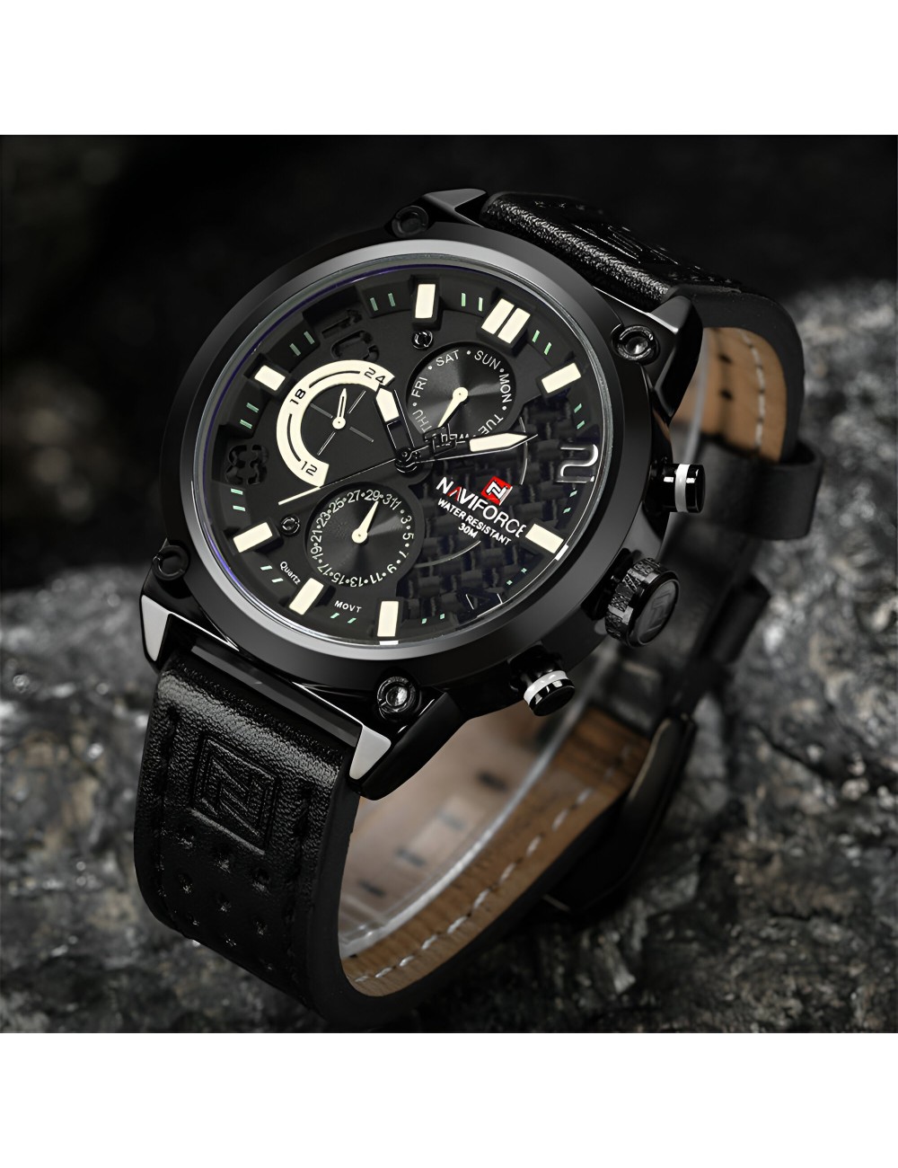 Reloj Naviforce Casual Nf9068 Crono Hombre Cuero + Estuche