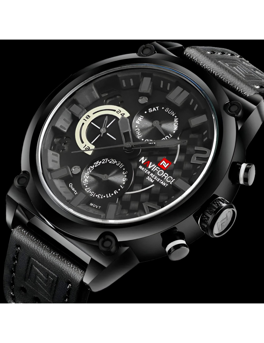 Reloj Naviforce Casual Nf9068 Crono Hombre Cuero + Estuche